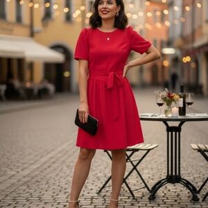 Elegant Red Midi Dress by Pepaloves Perfect For  Date  🍒